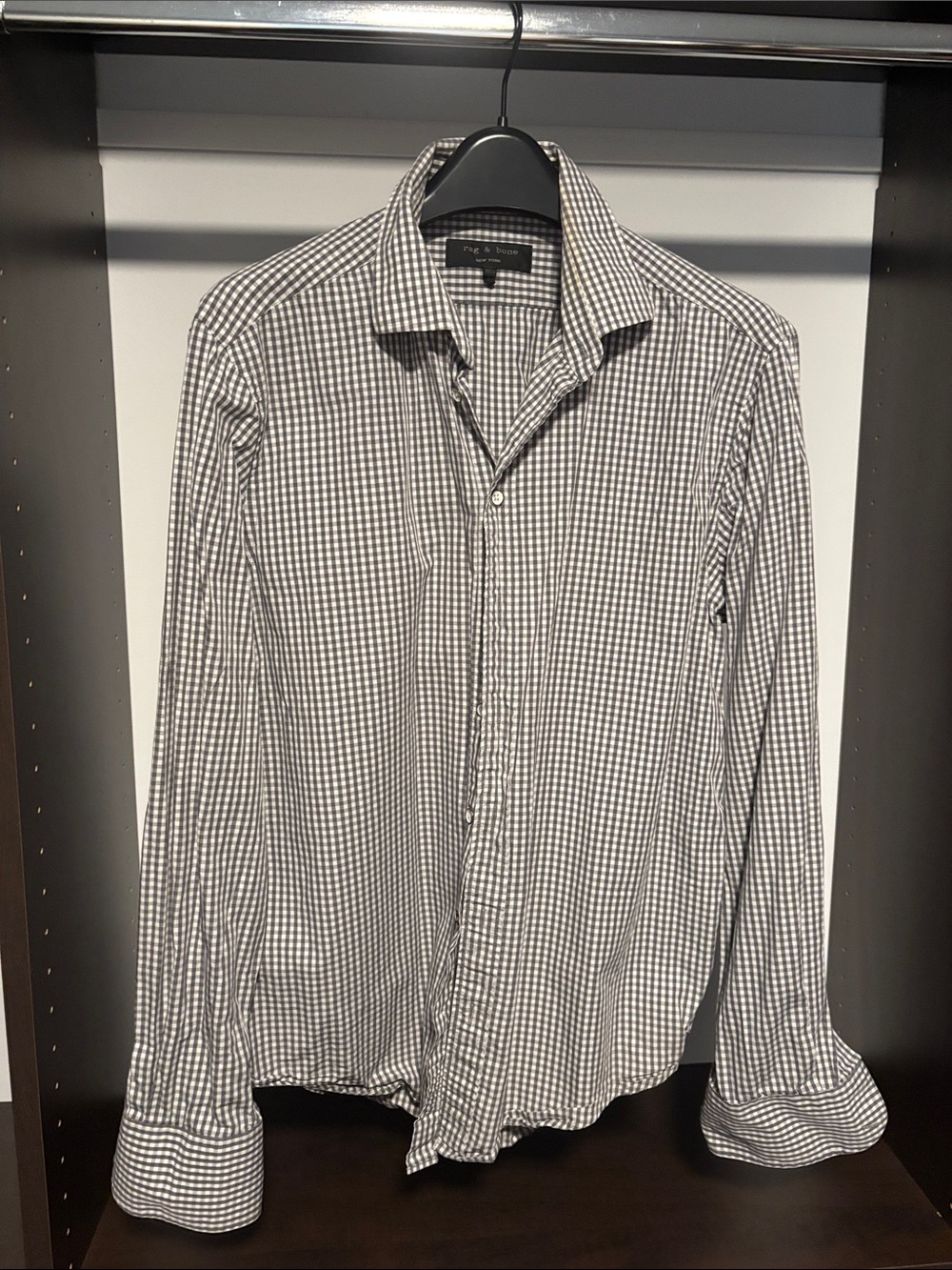 rag & bone Black and White Gingham Button-Down Shirt